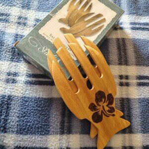 Hawaiian Hibiscus themed Salad Servers - Handmade